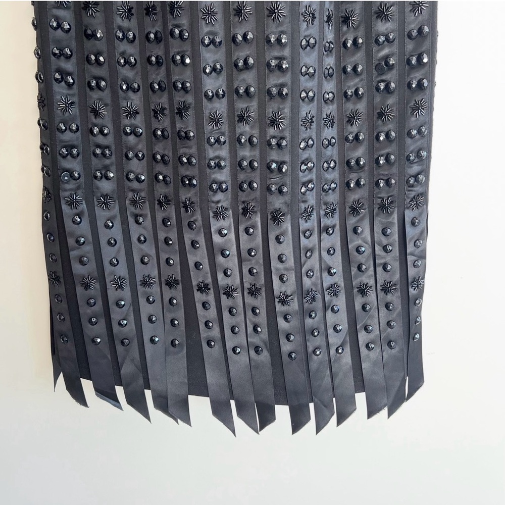 APART Black Beaded Stripes Sleeveless Cocktail Mid Length Sleek Boho Dress Sz 10 - Picture 5 of 16